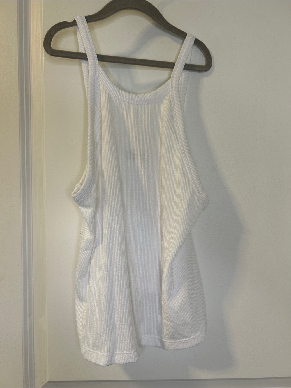 Ribbed White Scoop Tank Top — Lightweight Everyday Staple